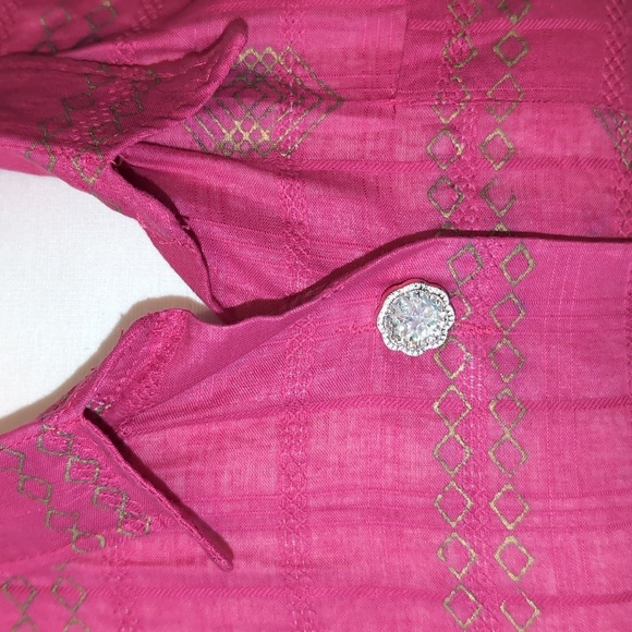 Pink Button-Down Belted Dress (Linen/poly Type Fabric) - Picture 4 of 4
